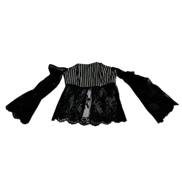 STONE COLD FOX Women's Sheer Floral Lace Off Shoulder Corset Top Black Size 1 - Picture 2 of 16